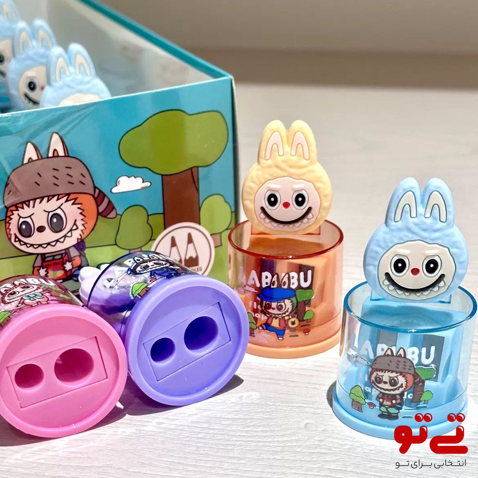 مدادتراش مخزن دار 2قلو طرح لبوبو مدل2608